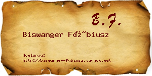 Biswanger Fábiusz névjegykártya